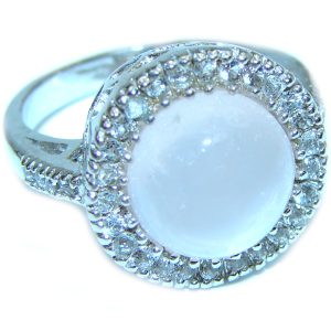 Natural Moonstone .925 Sterling Silver handmade ring s. 7 3/4