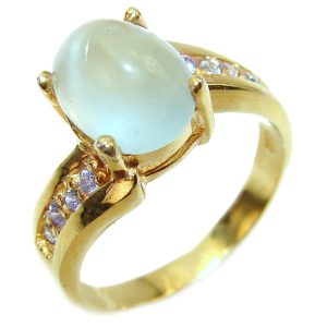 Natural Prehnite 14K Gold over .925 Sterling Silver handmade ring s. 7