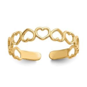 Open Hearts Toe Ring in 14 Karat Gold