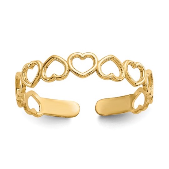 Open Hearts Toe Ring in 14 Karat Gold