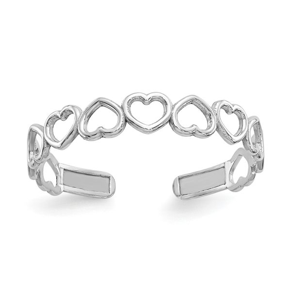 Open Hearts Toe Ring in 14 Karat White Gold