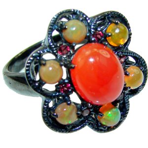 Orange Power Carnelian .925 Sterling Silver handmade ring s. 8 1/4