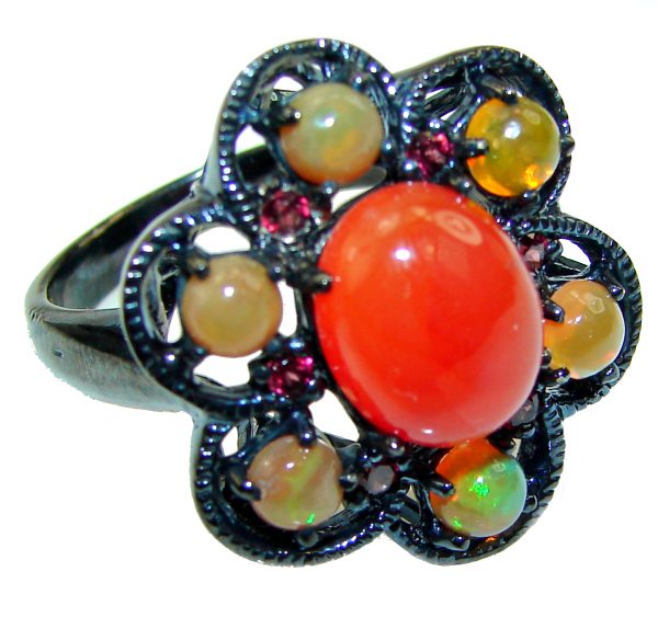 Orange Power Carnelian .925 Sterling Silver handmade ring s. 8 1/4