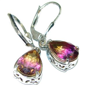 Oval cut Ametrine .925 Sterling Silver handcrafted earrings