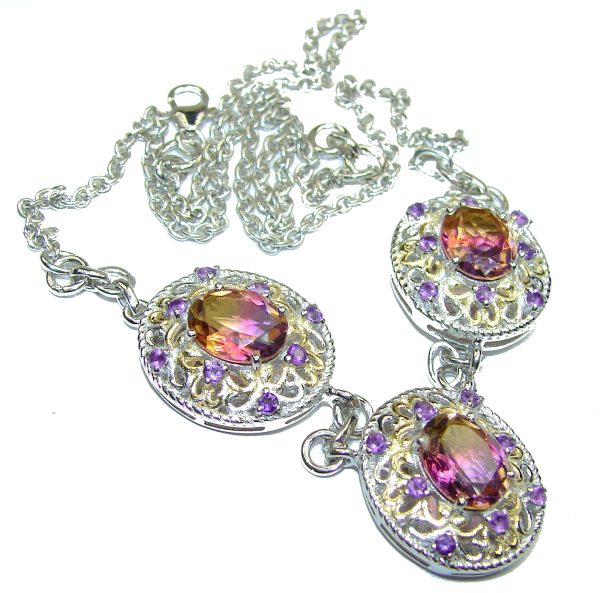 Oval cut Ametrine 18K Gold over .925 Sterling Silver handcrafted necklace