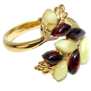 Panther Baltic Amber .925 Sterling Silver handcrafted Statement Ring size 6 1/2