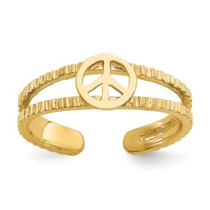 Peace Sign 5mm Toe Ring in 14 Karat Gold