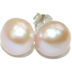 Pearl 12mm wide .925 Sterling Silver handmade earrings