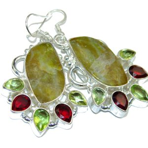 Perfect Green Rainforest Jasper Sterling Silver earrings