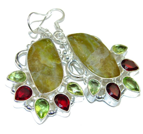 Perfect Green Rainforest Jasper Sterling Silver earrings