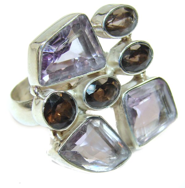 Pink Amethyst .925 Silver handcrafted Ring s. 7 1/4