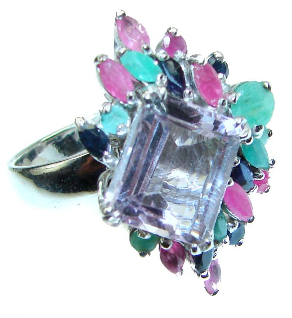 Pink Amethyst .925 Silver handcrafted Ring s. 9