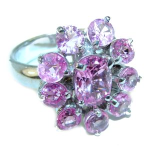 Pink Amethyst .925 Sterling Silver handmade Cocktail Ring s. 6