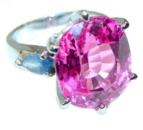 Pink Dream 20.5 carat Pink Topaz .925 Silver handcrafted Huge Cocktail Ring s. 6