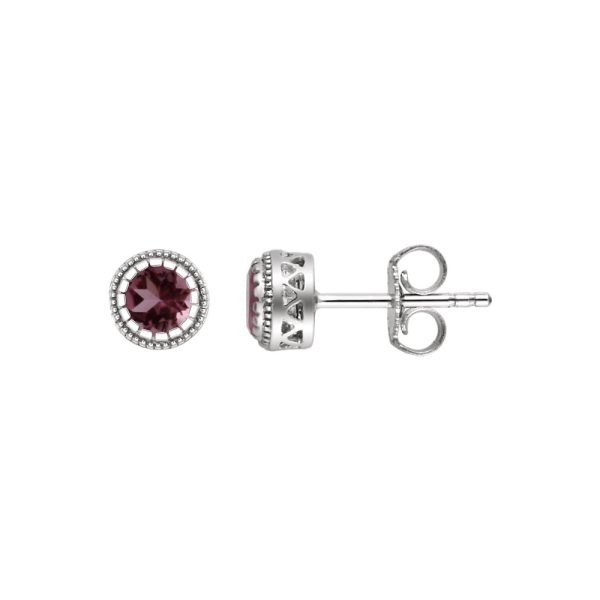 Pink Tourmaline October Birthstone 8mm 14k White Gold Stud Earrings