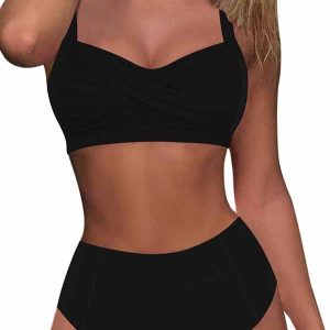 Pinkqueen High Waisted Bikini Set Twist Front Two Piece Swimsuit