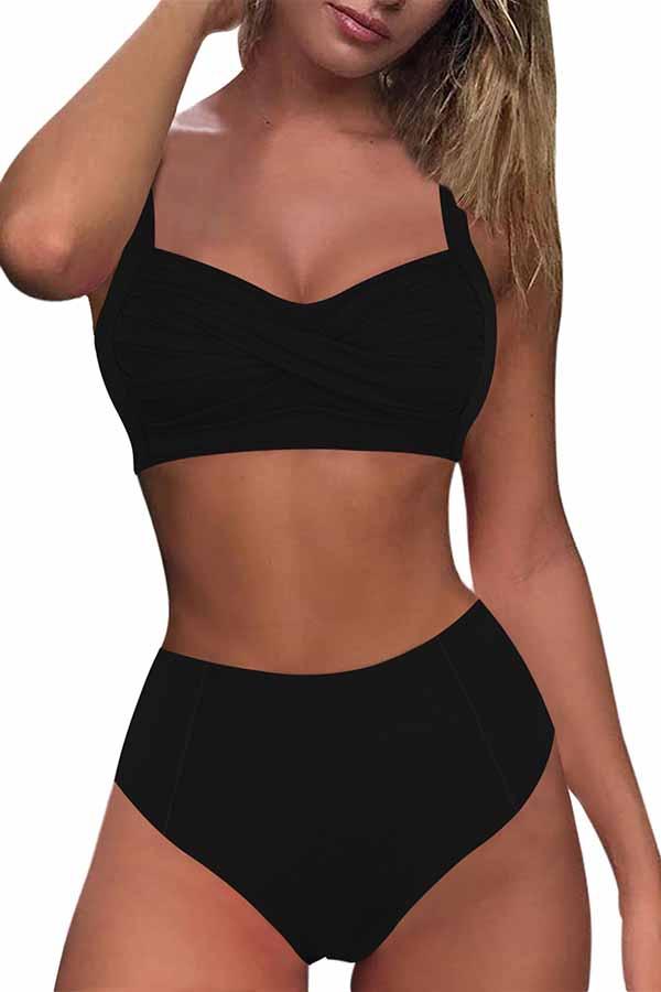 Pinkqueen High Waisted Bikini Set Twist Front Two Piece Swimsuit