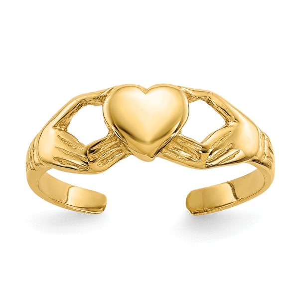 Polished Claddagh Toe Ring in 14 Karat Yellow Gold