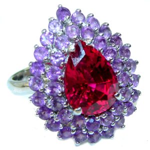 Powerful Red Beauty authentic Topaz .925 Sterling Silver handcrafted Ring size 8