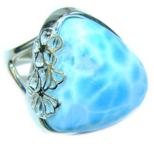 Precious Blue Larimar .925 Sterling Silver handmade ring size 6 1/4