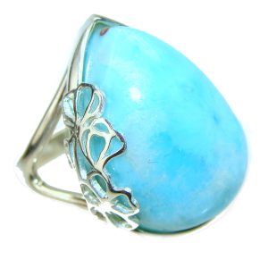 Precious Blue Larimar .925 Sterling Silver handmade ring size 7