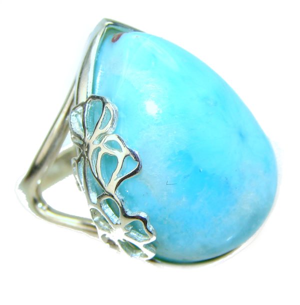 Precious Blue Larimar .925 Sterling Silver handmade ring size 7