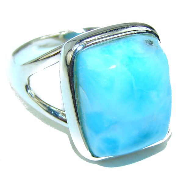 Precious Blue Larimar .925 Sterling Silver handmade ring size 7 3/4