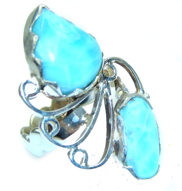 Precious Blue Larimar .925 Sterling Silver handmade ring size 8