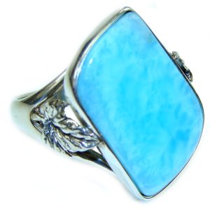 Precious Blue Larimar .925 Sterling Silver handmade ring size 8 3/4