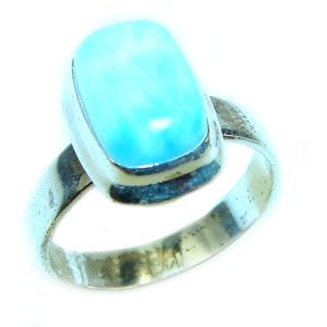 Precious Blue Larimar .925 Sterling Silver handmade ring size 9