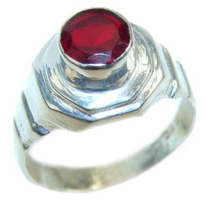 Precious Red Topaz .925 Sterling Silver Statement HUGE Ring s. 8