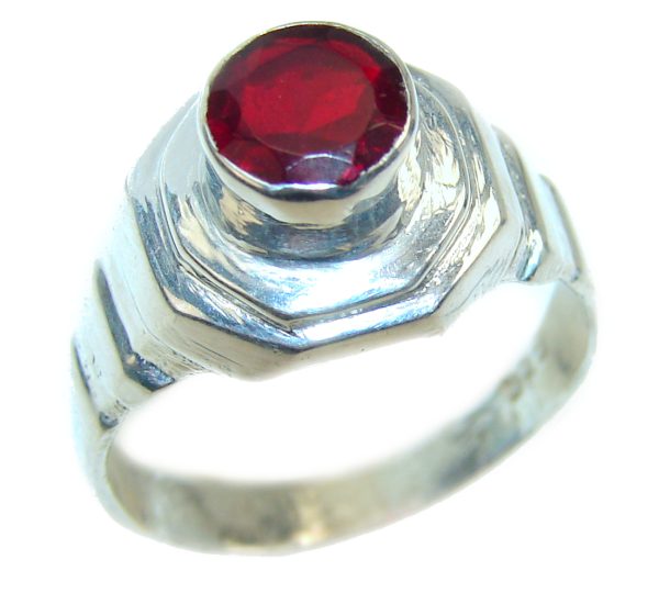 Precious Red Topaz .925 Sterling Silver Statement HUGE Ring s. 8