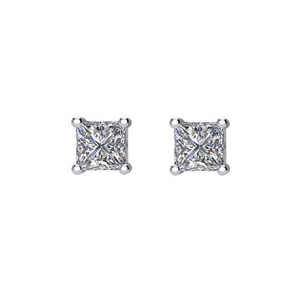 Princess 1/3 CTW Diamond (G-H, SI2-SI3) Stud 14K White Gold Earrings