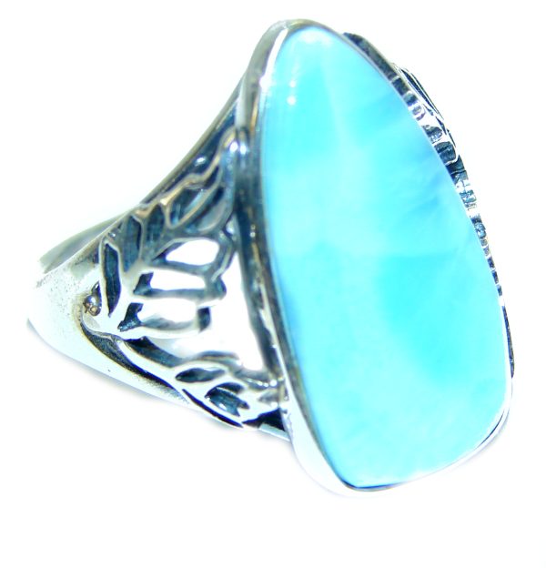 Pure Perfection 10.5 carat Larimar .925 Sterling Silver handcrafted Ring s. 8