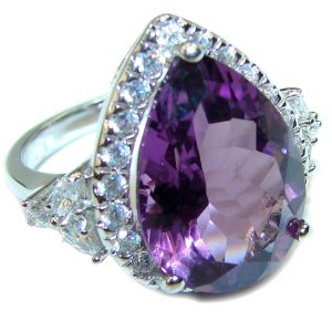 Purple African Amethyst .925 Sterling Silver HANDCRAFTED Ring size 7