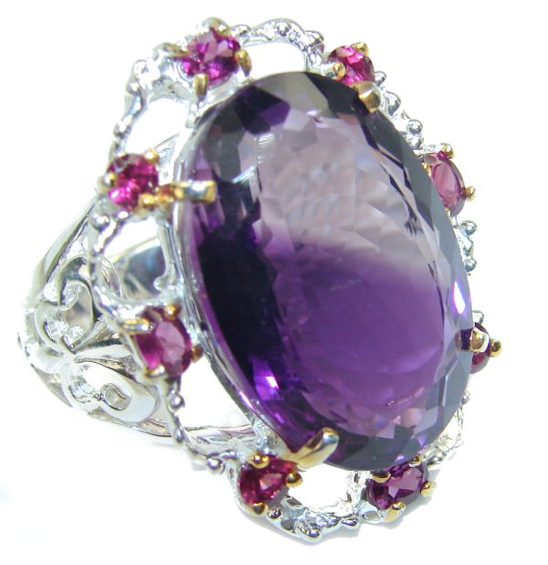 Purple Beauty 28.5 carat authentic Amethyst .925 Sterling Silver Ring size 9