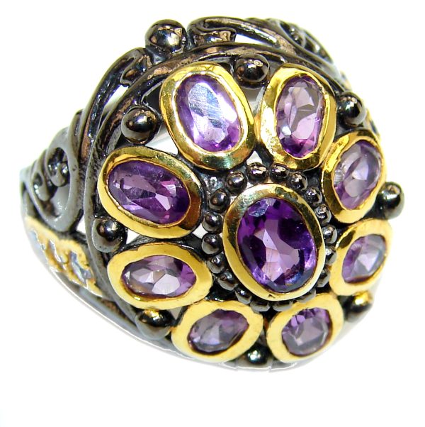 Purple Beauty authentic Amethyst black rhodium over .925 Sterling Silver Ring size 7 1/4