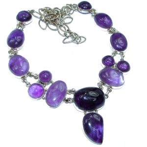 Purple Charm authentic Amethyst .925 Sterling Silver handcrafted necklace