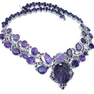 Purple Charm authentic carved Amethyst .925 Sterling Silver handcrafted necklace