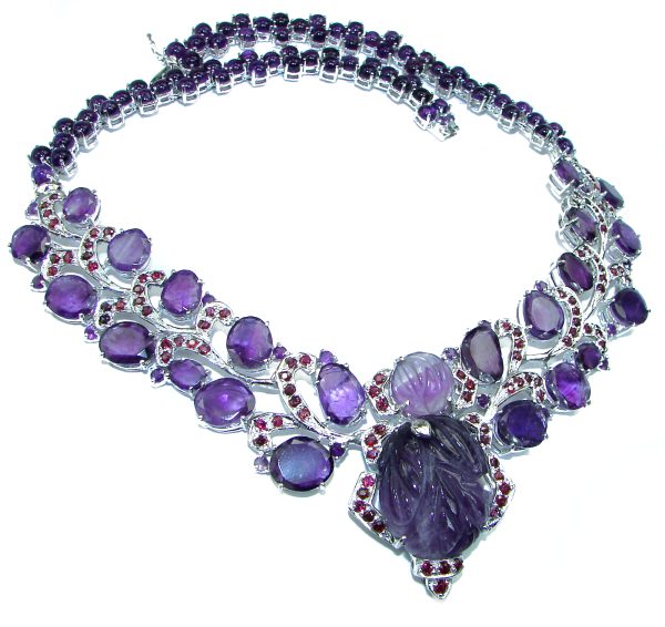 Purple Charm authentic carved Amethyst .925 Sterling Silver handcrafted necklace