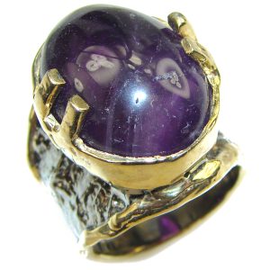 Purple Extravaganza Amethyst 14K Gold over .925 Sterling Silver HANDCRAFTED Ring size 6 1/4