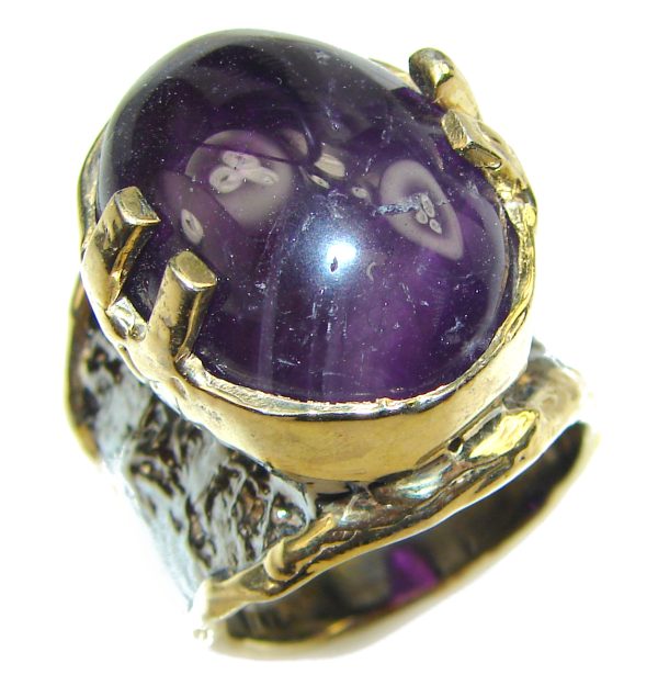 Purple Extravaganza Amethyst 14K Gold over .925 Sterling Silver HANDCRAFTED Ring size 6 1/4