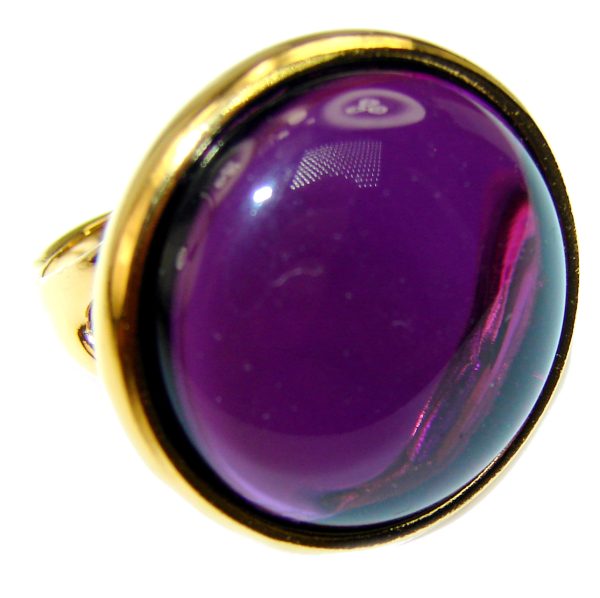 Purple Moon Amethyst 14K Gold over .925 Sterling Silver Handcrafted Ring size 6