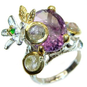 Purple Perfection Amethyst Rutilated quartz .925 Sterling Silver Ring size 7 1/4