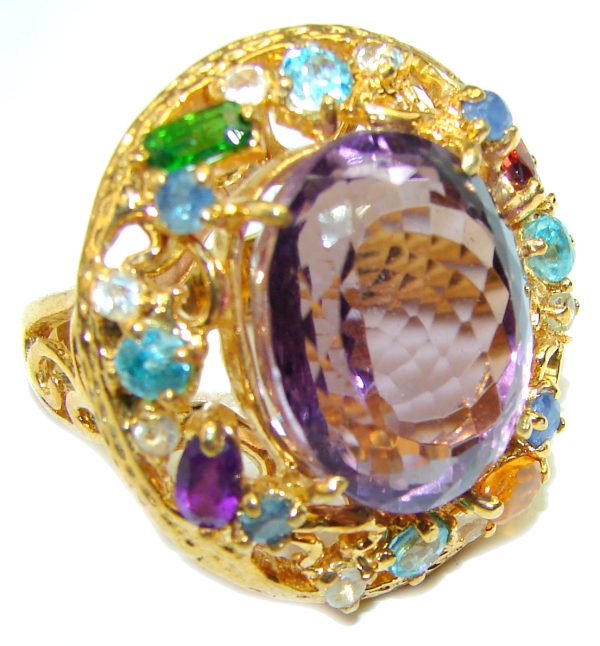 Purple Romance Amethyst 14K Gold over .925 Sterling Silver handcrafted ring size 8