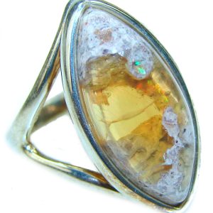 Rare Mexican Opal .925 Sterling Silver handcrafted Ring size 6 3/4