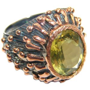 Real Beauty Genuine Citrine 14K Gold over .925 Sterling Silver handmade Ring size 7 1/2