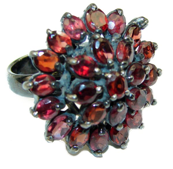 Red Abundance authentic Garnet black rhodium over .925 Sterling Silver Ring size 6