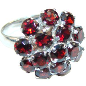 Red Abundance authentic Garnet black rhodium over .925 Sterling Silver Ring size 8 1/4