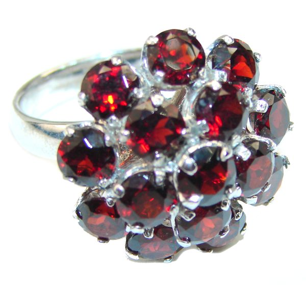 Red Abundance authentic Garnet black rhodium over .925 Sterling Silver Ring size 8 1/4